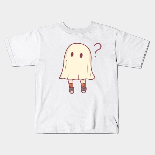 Cute confused halloween ghost Kids T-Shirt by Zakuro